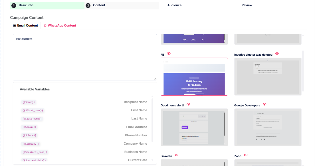 Campaign Management Interface