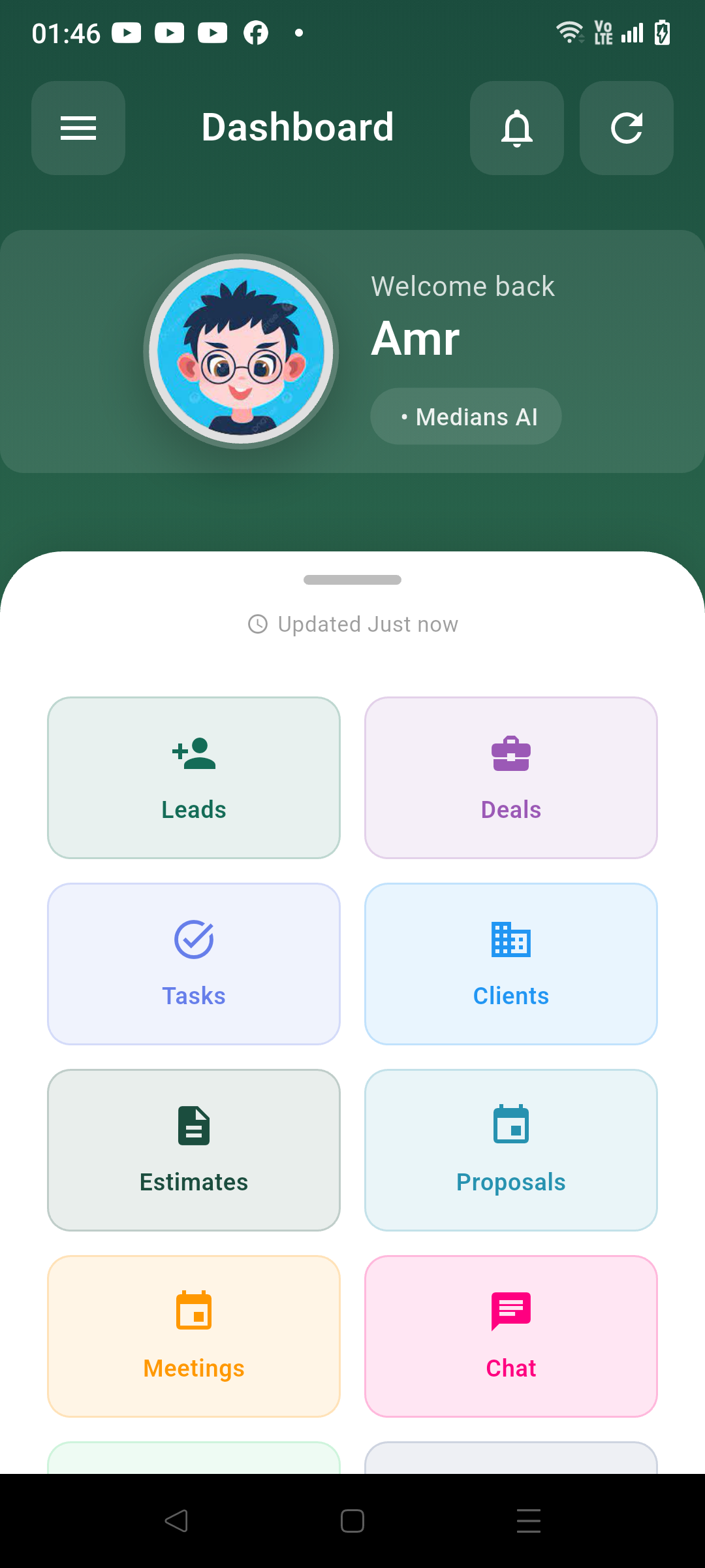 MediansCRM Mobile Dashboard